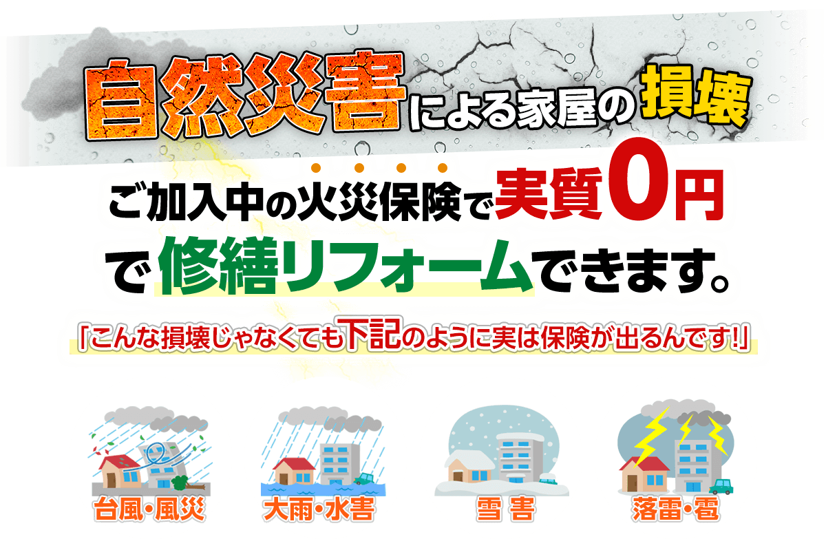 自然災害で生じた損壊の例